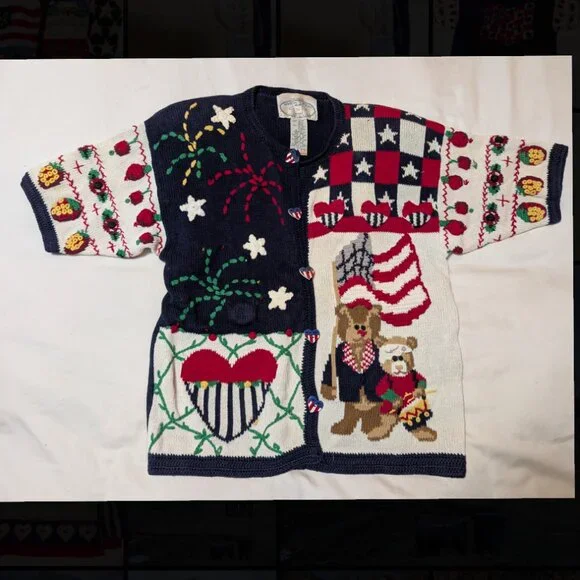 1995 Vintage Eagles Eye July 4th Collectibles Sweater - Picture 1 of 5